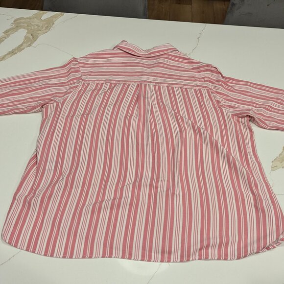 Torrid Pink Striped Button Blouse 00 - Picture 4 of 7
